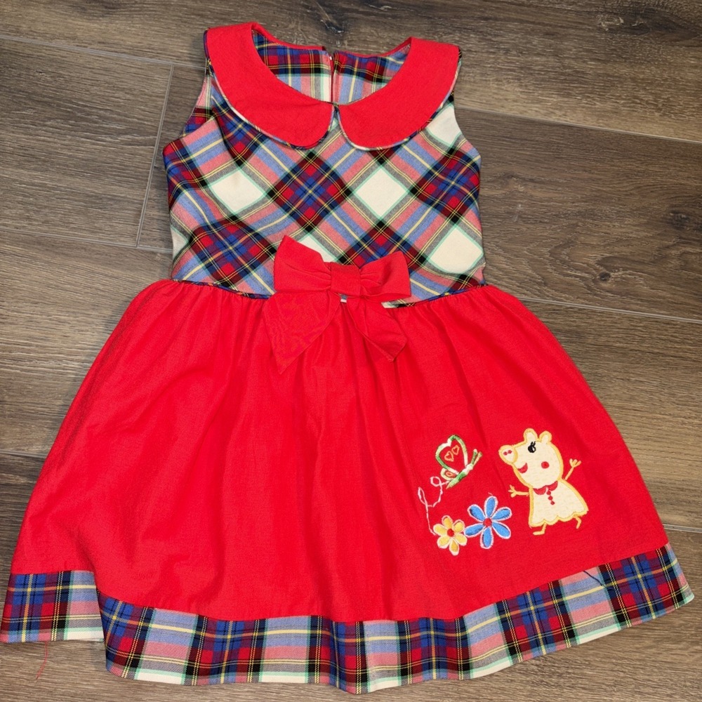 Sikaffy Plaid Peppa Pig Dresss Size 4